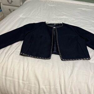 Beautiful, navy blue gold embellished jacket size small